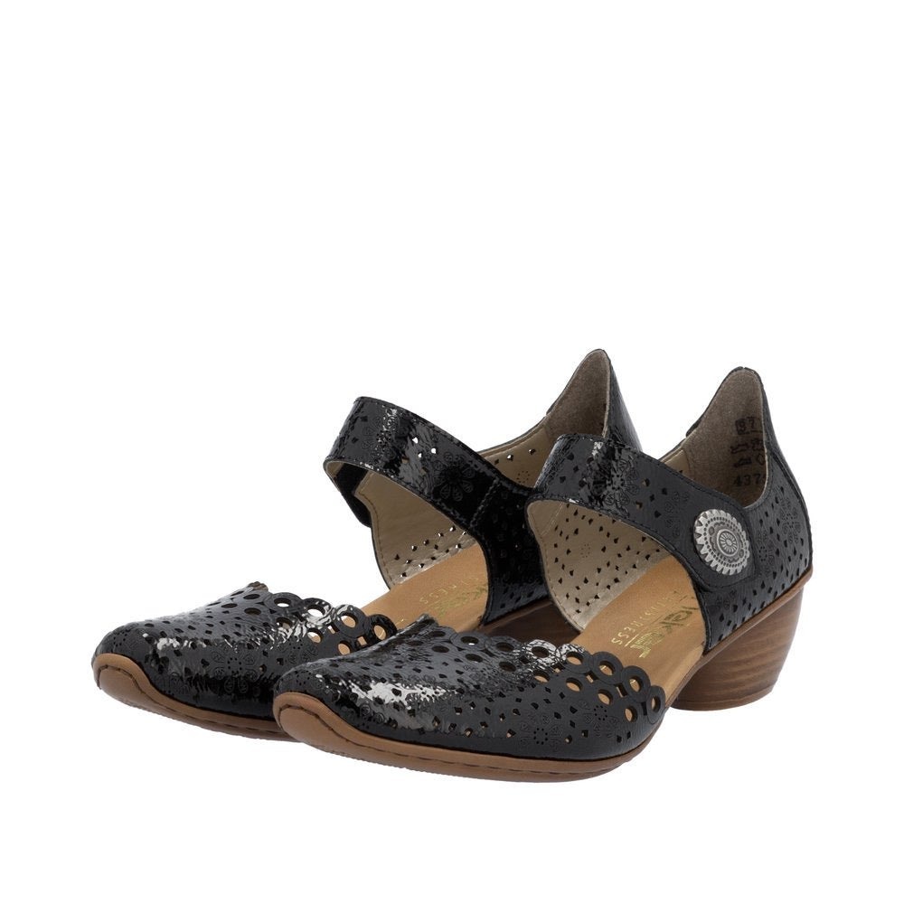 Rieker heels black leather Mary Jane cottage Whimsygoth retro twee lace feminine